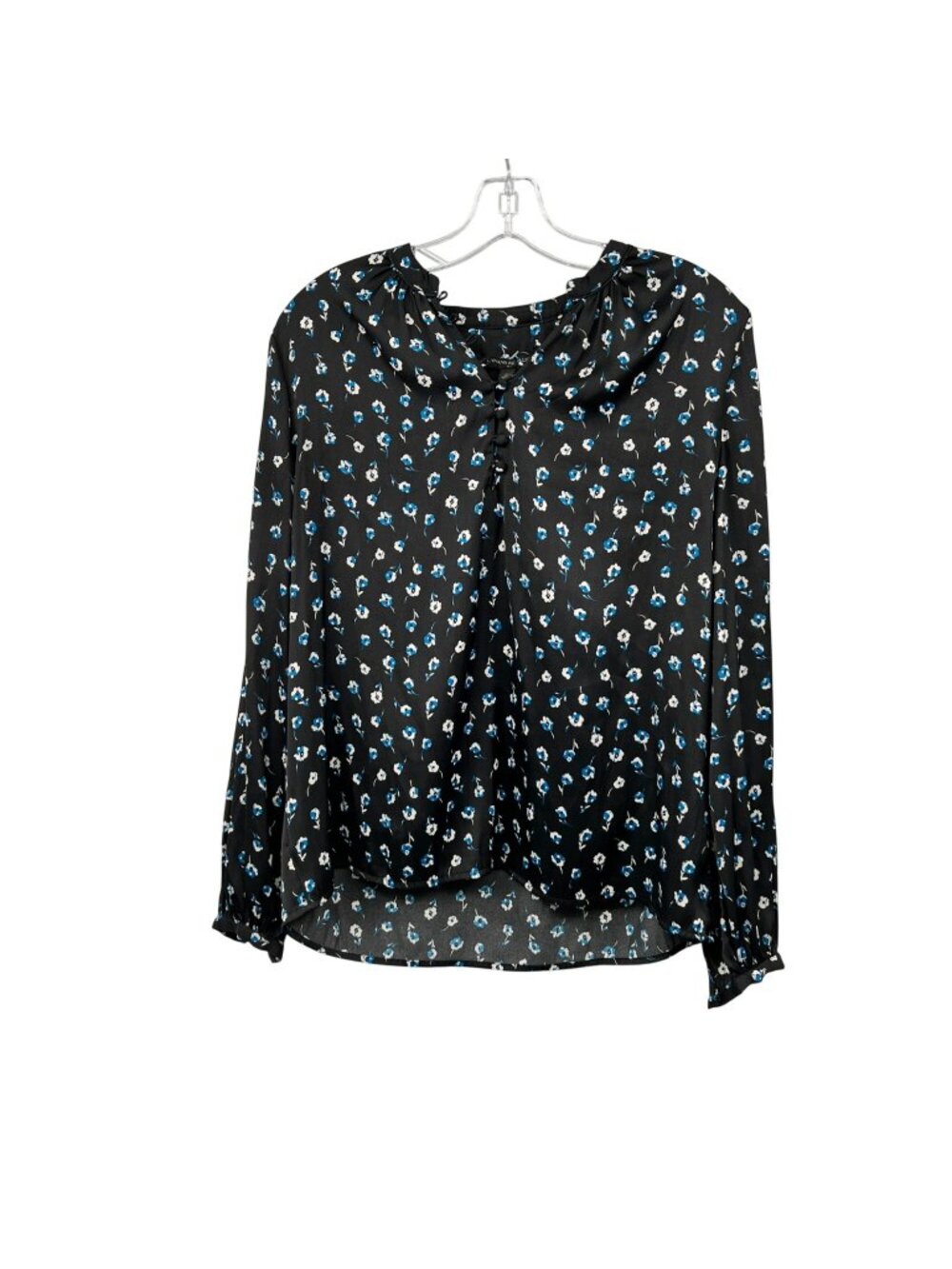 Banana Republic Floral Blouse Long Sleeve Black/Multi Size Small Lightweight